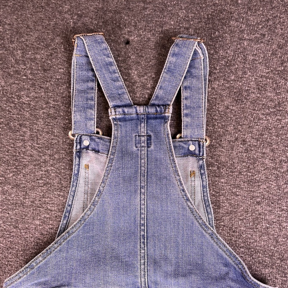 Lee Overalls Womens Small Blue Medium Wash Farm Chore Boho Bib Shortalls Pockets - Picture 16 of 16